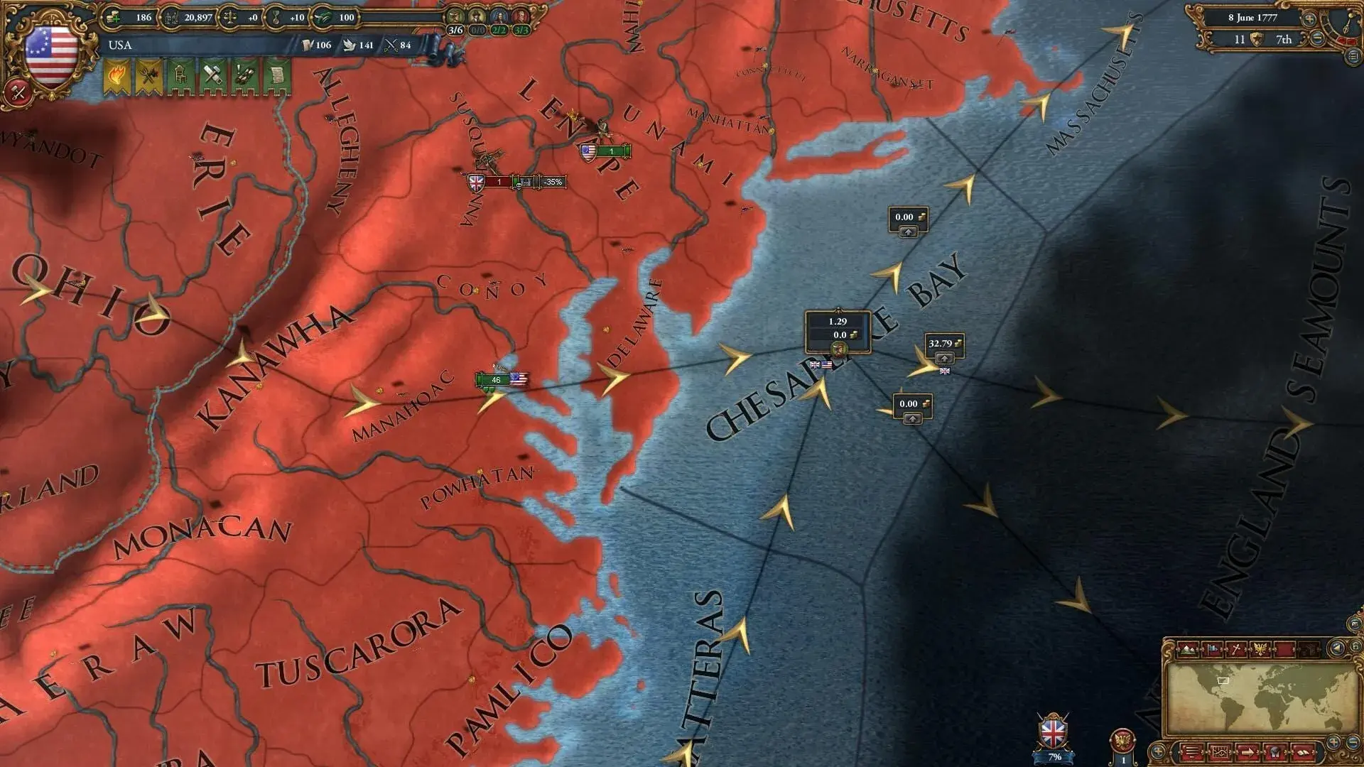Europa Universalis IV: American Dream - akcja w grze