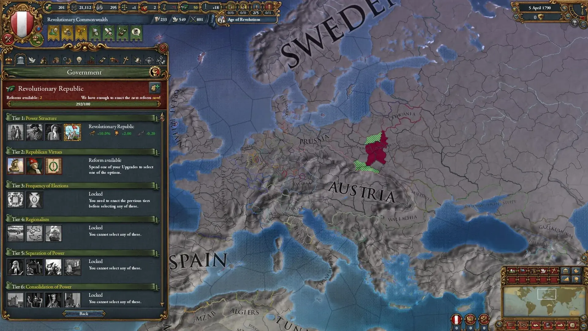 Europa Universalis IV: Emperor - świat gry, lokacja