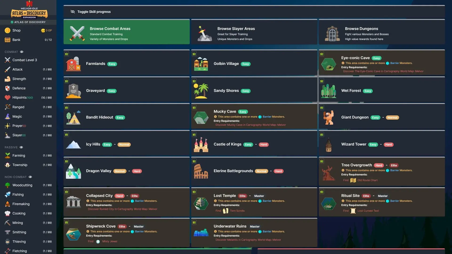 Melvor Idle: Atlas of Discovery - akcja w grze