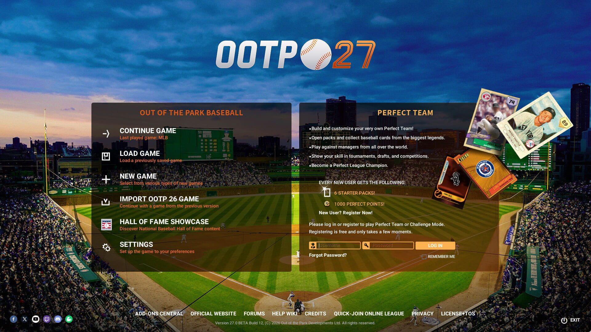 Out of the Park Baseball 27 - główny screenshot z gry