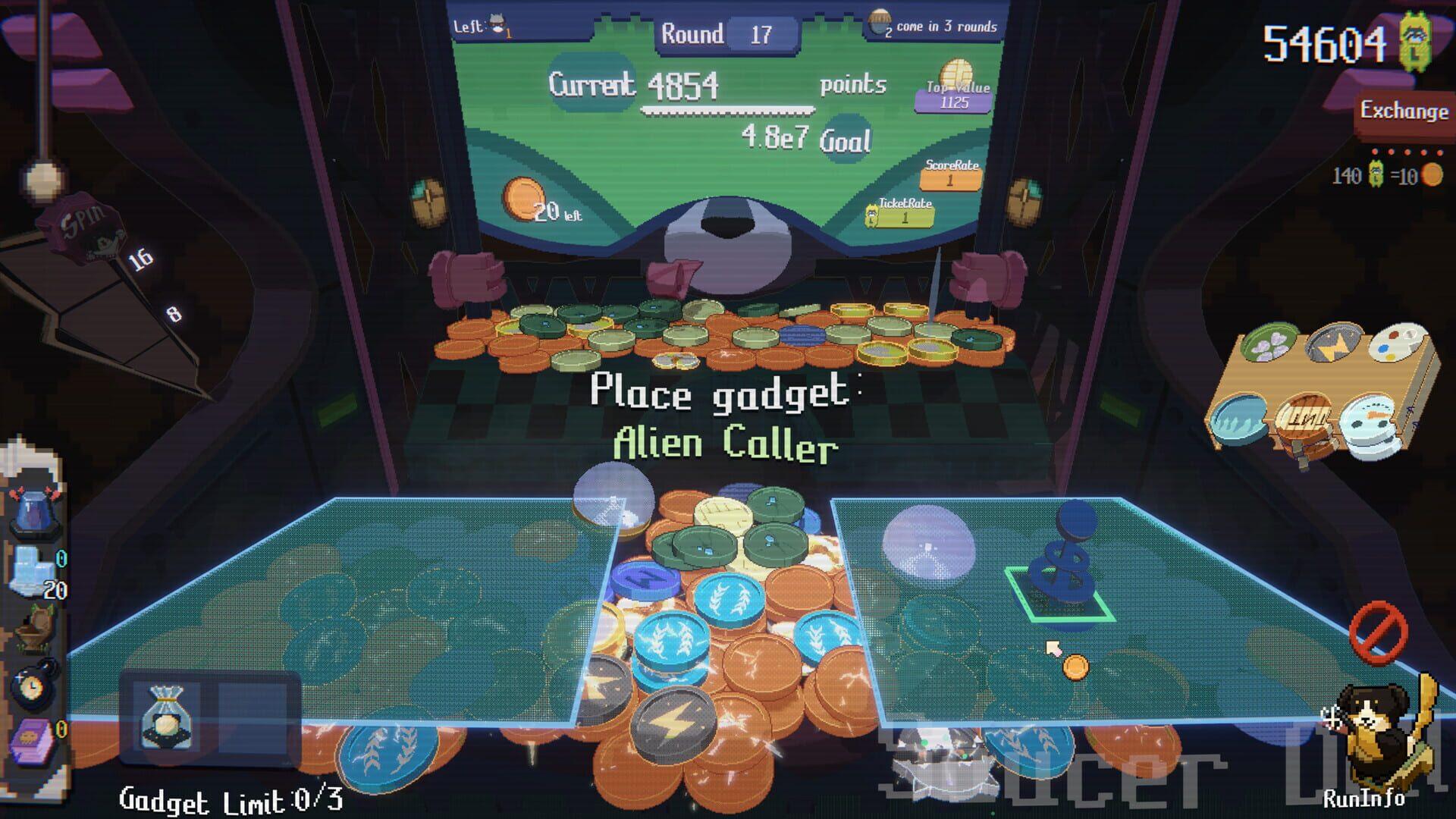 Raccoin: Coin Pusher Roguelike - akcja w grze