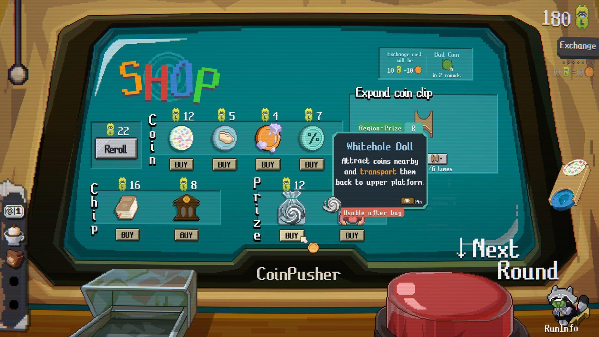 Raccoin: Coin Pusher Roguelike - obrazek z gry
