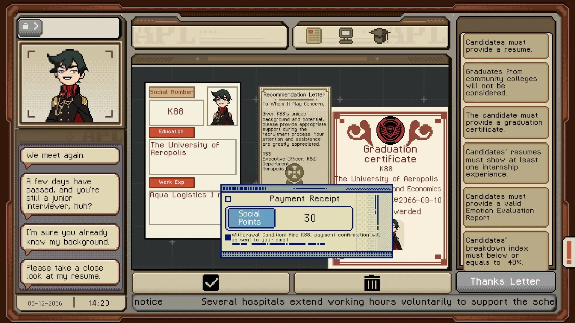 Thank You For Your Application - świat gry, lokacja