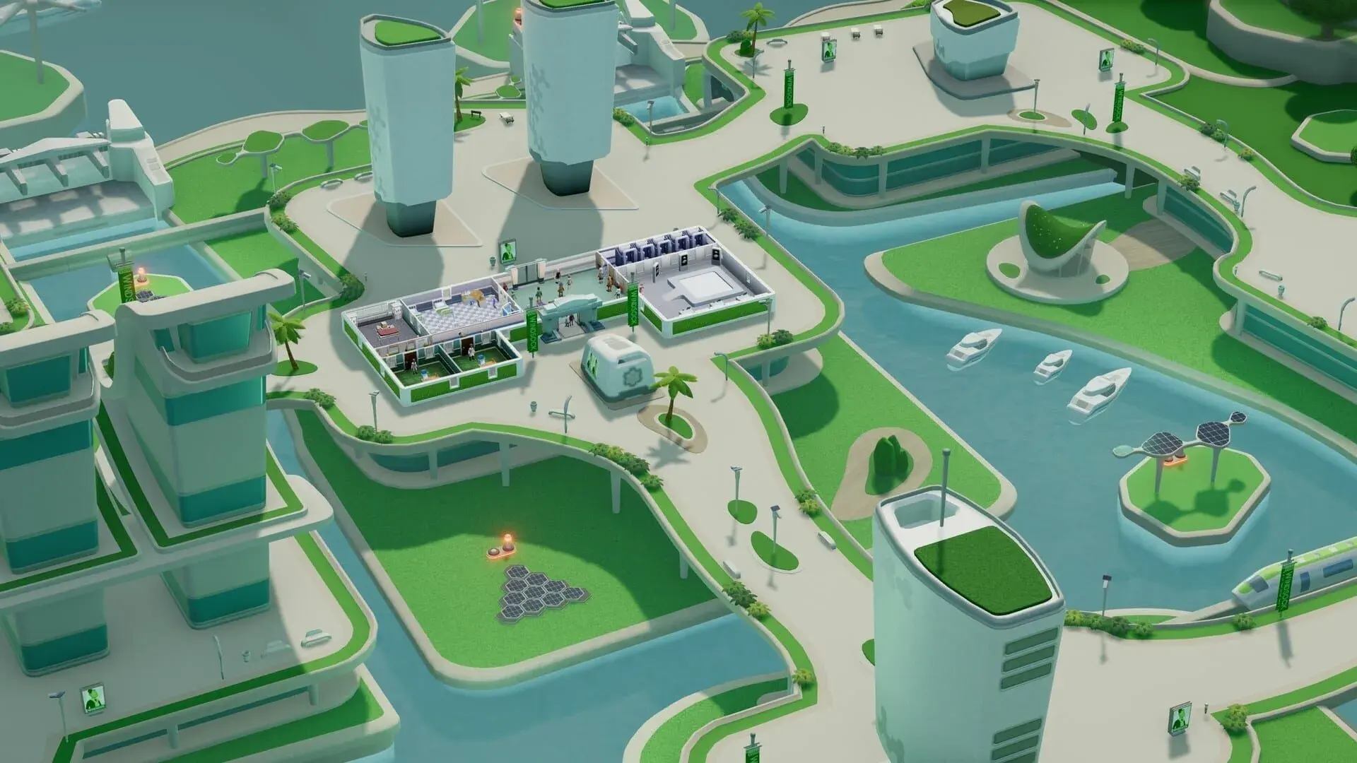 Two Point Hospital: Off the Grid - świat gry, lokacja