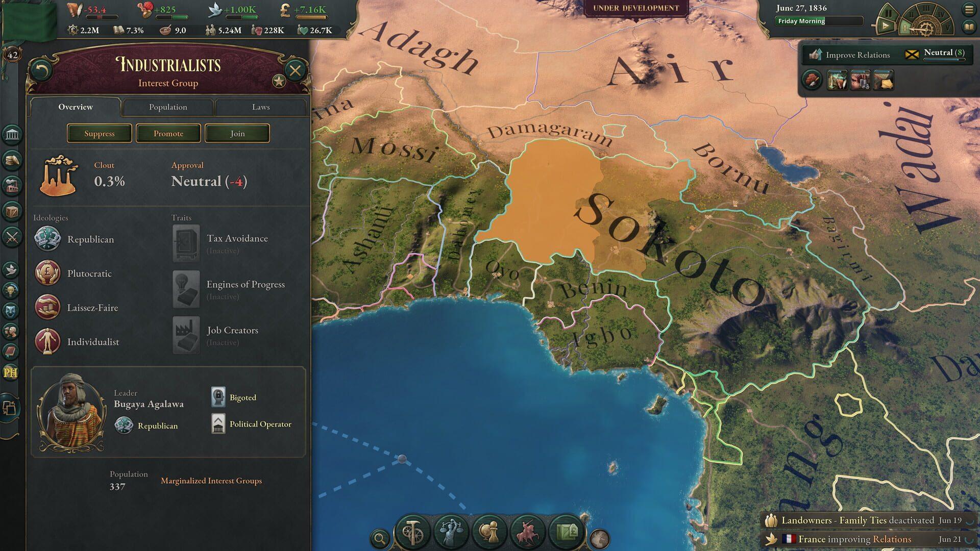 Victoria 3 - akcja w grze