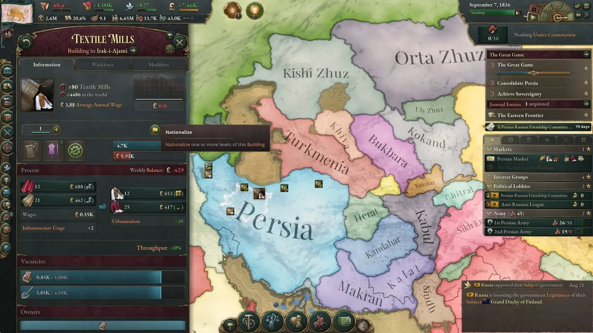 Victoria 3: Sphere of Influence - gameplay screenshot