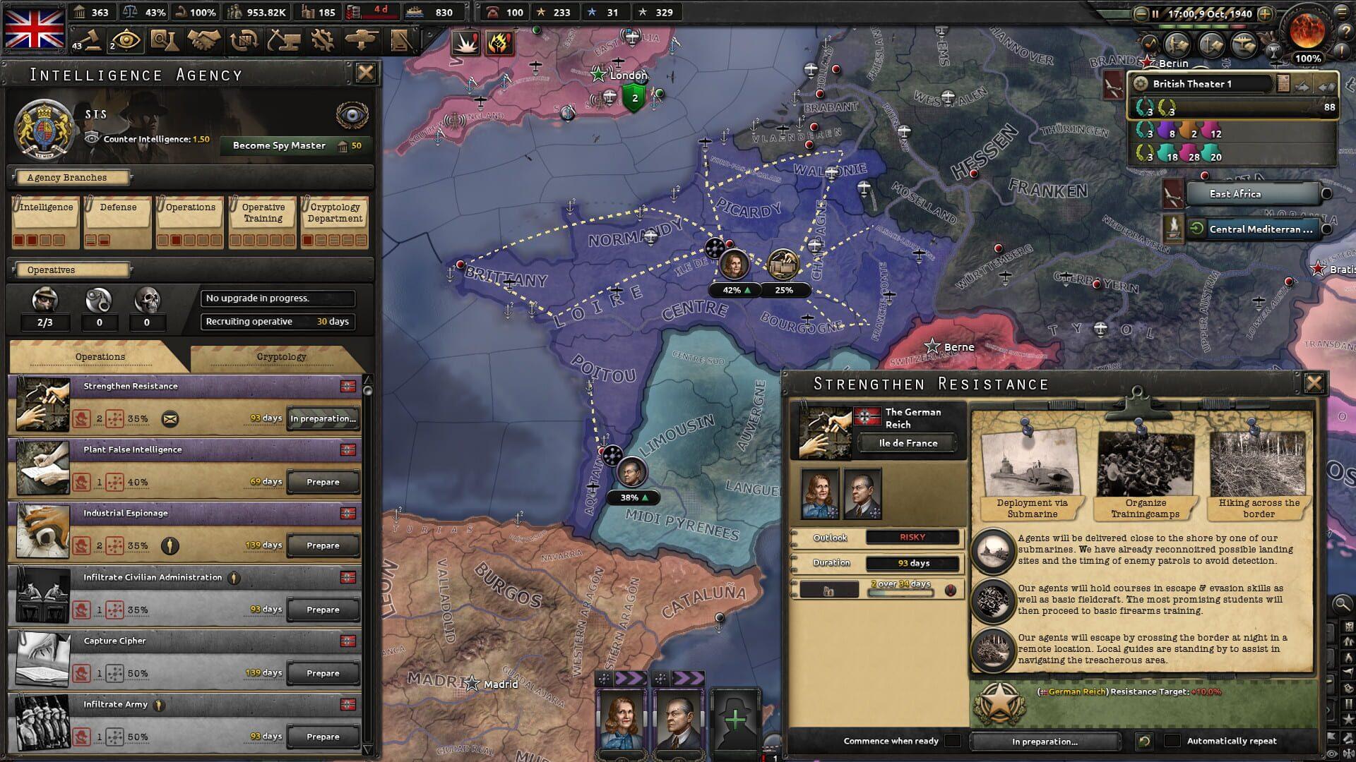 Expansion - Hearts of Iron IV: La Résistance - świat gry, lokacja